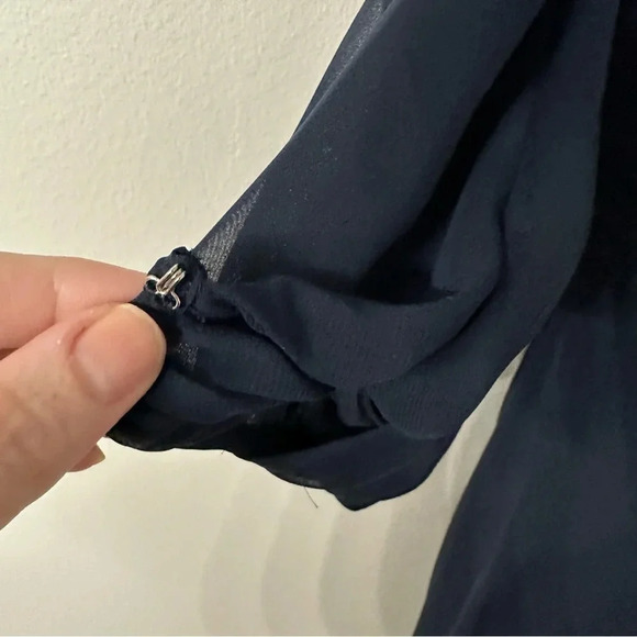 Jenny Packham 3/4 Sleeve Navy Blue Chiffon V-Neck Floor Length Gown Size 8 NWT - Picture 8 of 14